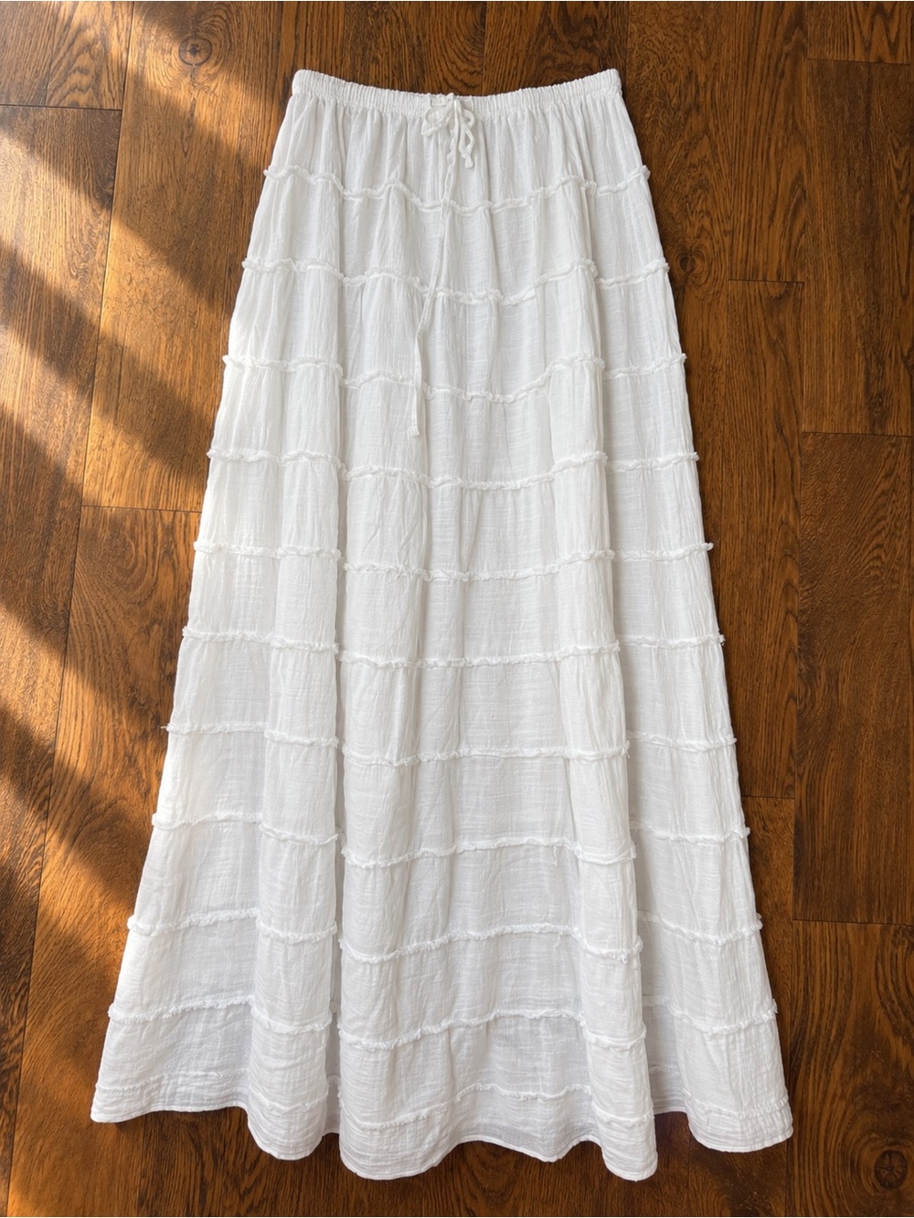 Blanco by Nature Women’s Ivory/White Tiered Maxi Skirt Sz L